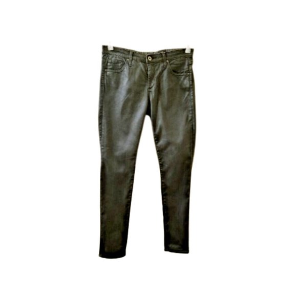 ADRIANO GOLDSCHMIED Black Leatherette Super Skinny Ankle Leggings Sz 28 Jeans - Picture 2 of 14